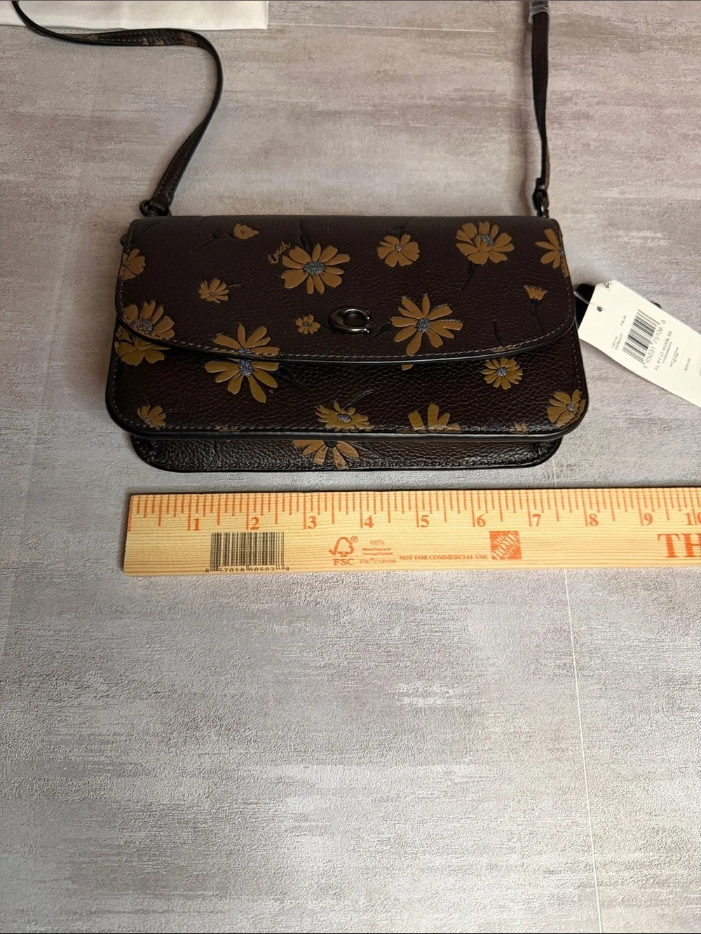 COACH- Hayden Brown Floral Leather Crossbody Bag with Tan Flowers NWT